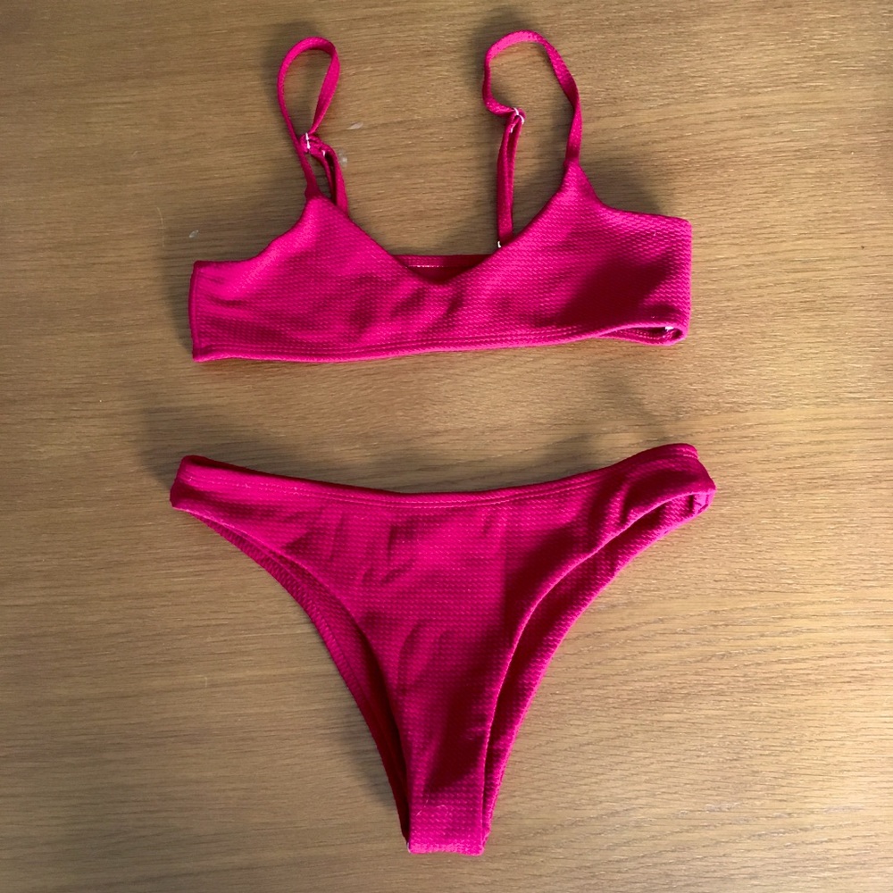 Burgundy high leg bikini